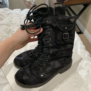 Distressed Roxy combat boots